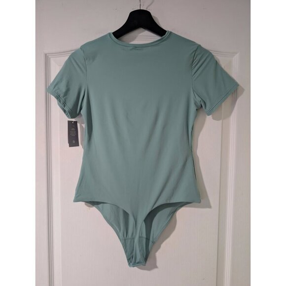 NWT Auden | Luxury Collection 4-Way Stretch Short Sleeve Bodysuit In Green - Picture 9 of 10